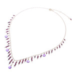 Gold-plated amethyst and garnet waterfall necklace, 'Stylish Rose' - 24k Gold-Plated Amethyst and Garnet Waterfall Necklace