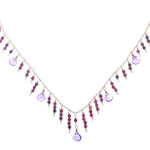 Gold-plated amethyst and garnet waterfall necklace, 'Stylish Rose' - 24k Gold-Plated Amethyst and Garnet Waterfall Necklace