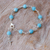 Hematite station bracelet, 'Blue Rosary' - Hematite and Glass Beaded Rosary Bracelet with Silver Cross