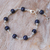 Quartz and hematite station bracelet, 'Black Rosary' - Quartz and Hematite Rosary Bracelet with 925 Silver Cross (image 2) thumbail