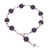 Quartz and hematite station bracelet, 'Black Rosary' - Quartz and Hematite Rosary Bracelet with 925 Silver Cross