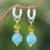 Reconstituted turquoise and quartz hoop earrings, 'Chic Duo' - Silver Hoop Earrings with Reconstituted Turquoise & Quartz