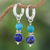 Lapis lazuli and reconstituted turquoise hoop earrings, 'Fab Duo' - Silver Lapis Lazuli & Reconstituted Turquoise Hoop Earrings (image 2) thumbail