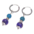 Lapis lazuli and reconstituted turquoise hoop earrings, 'Fab Duo' - Silver Lapis Lazuli & Reconstituted Turquoise Hoop Earrings (image 2c) thumbail