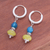 Agate and chalcedony hoop earrings, 'Fantastic Duo' - Sterling Silver Hoop Earrings with Agate & Chalcedony Stones