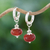 Carnelian hoop dangle earrings, 'Pure Fire' - Polished Sterling Silver and Carnelian Hoop Dangle Earrings (image 2) thumbail