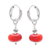 Carnelian hoop dangle earrings, 'Pure Fire' - Polished Sterling Silver and Carnelian Hoop Dangle Earrings thumbail