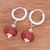 Carnelian hoop dangle earrings, 'Pure Fire' - Polished Sterling Silver and Carnelian Hoop Dangle Earrings (image 2b) thumbail