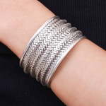 Silver cuff bracelet, 'Mansion Memories' - Silver Cuff Bracelet with Basketweave Pattern from Thailand
