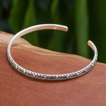Sterling silver cuff bracelet, 'Aquatic Spirit' - Fish-Themed Sterling Silver Cuff Bracelet from Thailand