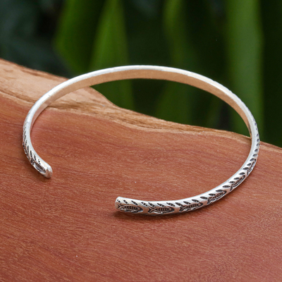 Sterling silver cuff bracelet, 'Aquatic Spirit' - Fish-Themed Sterling Silver Cuff Bracelet from Thailand