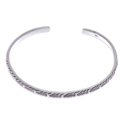 Sterling silver cuff bracelet, 'Aquatic Spirit' - Fish-Themed Sterling Silver Cuff Bracelet from Thailand