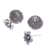 Silver button earrings, 'Thailand's Blossom' - Floral Traditional Silver Button Earrings from Thailand