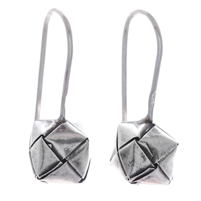 Silver drop earrings, 'Future Me' - Polished Geometric Silver Drop Earrings Crafted in Thailand
