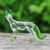 Handblown glass figurine, 'Hope Fox' - Handblown Green Glass Fox Figurine from Thailand