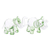 Figuras de vidrio soplado a mano, (par) - Par de figuras de elefantes de vidrio soplado a mano en tonos verdes