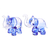 Handblown glass figurines, 'The Blue Giants' (pair) - Pair of Blue-Toned Handblown Glass Elephant Figurines