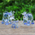 Mundgeblasene Glasfiguren, (3er-Set) - Set mit 3 mundgeblasenen Elefantenfamilien-Glasfiguren in Blau