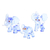Mundgeblasene Glasfiguren, (3er-Set) - Set mit 3 mundgeblasenen Elefantenfamilien-Glasfiguren in Blau