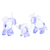 Figuras de vidrio soplado a mano, (juego de 3) - Juego de 3 figuras de vidrio sopladas a mano de la familia de elefantes en azul