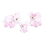 Handblown glass figurines, 'Giant Family in Pink' (set of 3) - Set of 3 Handblown Elephant Family Glass Figurines in Pink