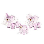 Handblown glass figurines, 'Giant Family in Pink' (set of 3) - Set of 3 Handblown Elephant Family Glass Figurines in Pink