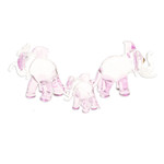 Handblown glass figurines, 'Giant Family in Pink' (set of 3) - Set of 3 Handblown Elephant Family Glass Figurines in Pink
