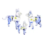 Handblown glass figurines, 'Ridgeback Lineage' (set of 3) - Set of 3 Blue Handblown Glass Ridgeback Dog Figurines