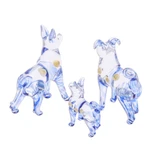 Handblown glass figurines, 'Ridgeback Lineage' (set of 3) - Set of 3 Blue Handblown Glass Ridgeback Dog Figurines