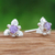 Amethyst stud earrings, 'Wisdom Flora' - Flower-Themed Polished Faceted Amethyst Stud Earrings