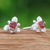 Garnet stud earrings, 'Passion Flora' - Flower-Themed Polished Faceted Garnet Stud Earrings