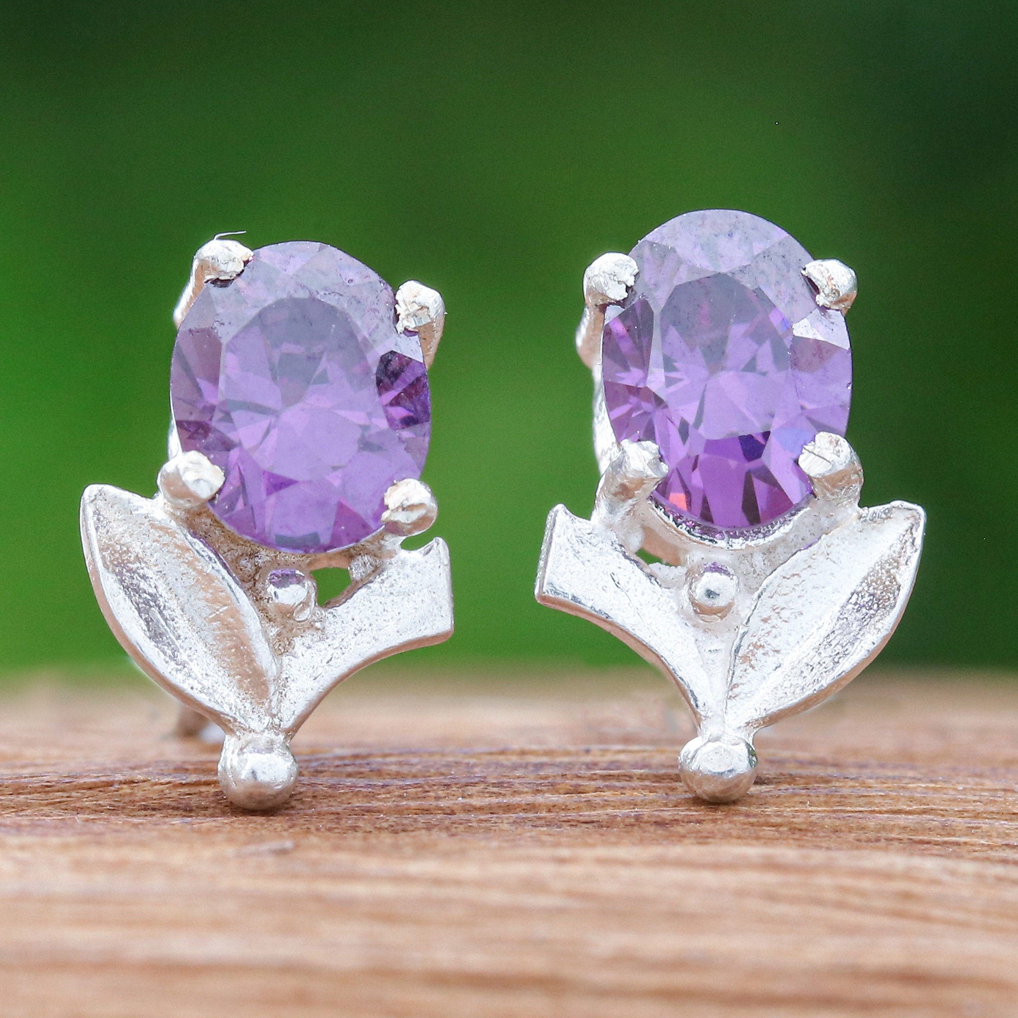 Amethyst stud earrings sterling on sale silver