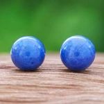 Lapis lazuli stud earrings, 'Intellectual Dimension' - Lapis Lazuli Stud Earrings with Sterling Silver Posts