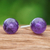Amethyst stud earrings, 'Wisdom Dimension' - Amethyst Stud Earrings with Sterling Silver Posts (image 2b) thumbail