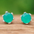 Chalcedony stud earrings, 'Royalty Blooms' - Faceted Green Chalcedony Sterling Silver Stud Earrings (image 2) thumbail