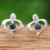 Sapphire and cubic zirconia stud earrings, 'The Prophecy Nimbus' - High-Polished Sapphire and Cubic Zirconia Stud Earrings (image 2) thumbail
