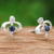 Sapphire and cubic zirconia stud earrings, 'The Prophecy Nimbus' - High-Polished Sapphire and Cubic Zirconia Stud Earrings
