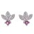 Ruby stud earrings, 'Lover's Crown' - Floral Sterling Silver Stud Earrings with Ruby Jewels