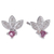 Ruby stud earrings, 'Lover's Crown' - Floral Sterling Silver Stud Earrings with Ruby Jewels