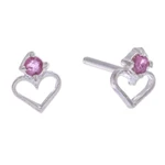 Ruby stud earrings, 'Heart of Passions' - Heart-Shaped Faceted Ruby Stud Earrings from Thailand