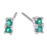 Chalcedony stud earrings, 'Empress of Balance' - Faceted Round Chalcedony Stud EarringsHigh Polish Finish