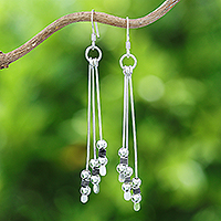 Sterling silver waterfall dangle earrings, 'Trio of Style' - Modern Polished Sterling Silver Waterfall Dangle Earrings