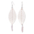 Cultured pearl and natural leaf dangle earrings, 'White Nature' - Cultured Pearl and Natural Leaf Dangle Earrings in White
