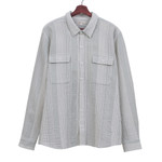 Men's cotton shirt, 'Stylish Staple in Fern' - Men's Striped Soft Green and White Cotton Collared Shirt