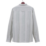 Men's cotton shirt, 'Stylish Staple in Fern' - Men's Striped Soft Green and White Cotton Collared Shirt
