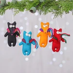 Felt ornaments, 'Colors & Foxes' (set of 4) - Set of 4 Handcrafted Fox Felt Ornaments in Diverse Hues