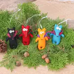 Felt ornaments, 'Colors & Foxes' (set of 4) - Set of 4 Handcrafted Fox Felt Ornaments in Diverse Hues