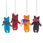 Felt ornaments, 'Colors & Foxes' (set of 4) - Set of 4 Handcrafted Fox Felt Ornaments in Diverse Hues
