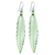 Handblown glass dangle earrings, 'Bamboo Leaf' - Handblown Leaf-Shaped Green Glass Dangle Earrings