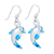 Handblown glass dangle earrings, 'Dolphin Glam' - Handblown Glass Dolphin Dangle Earrings from Thailand